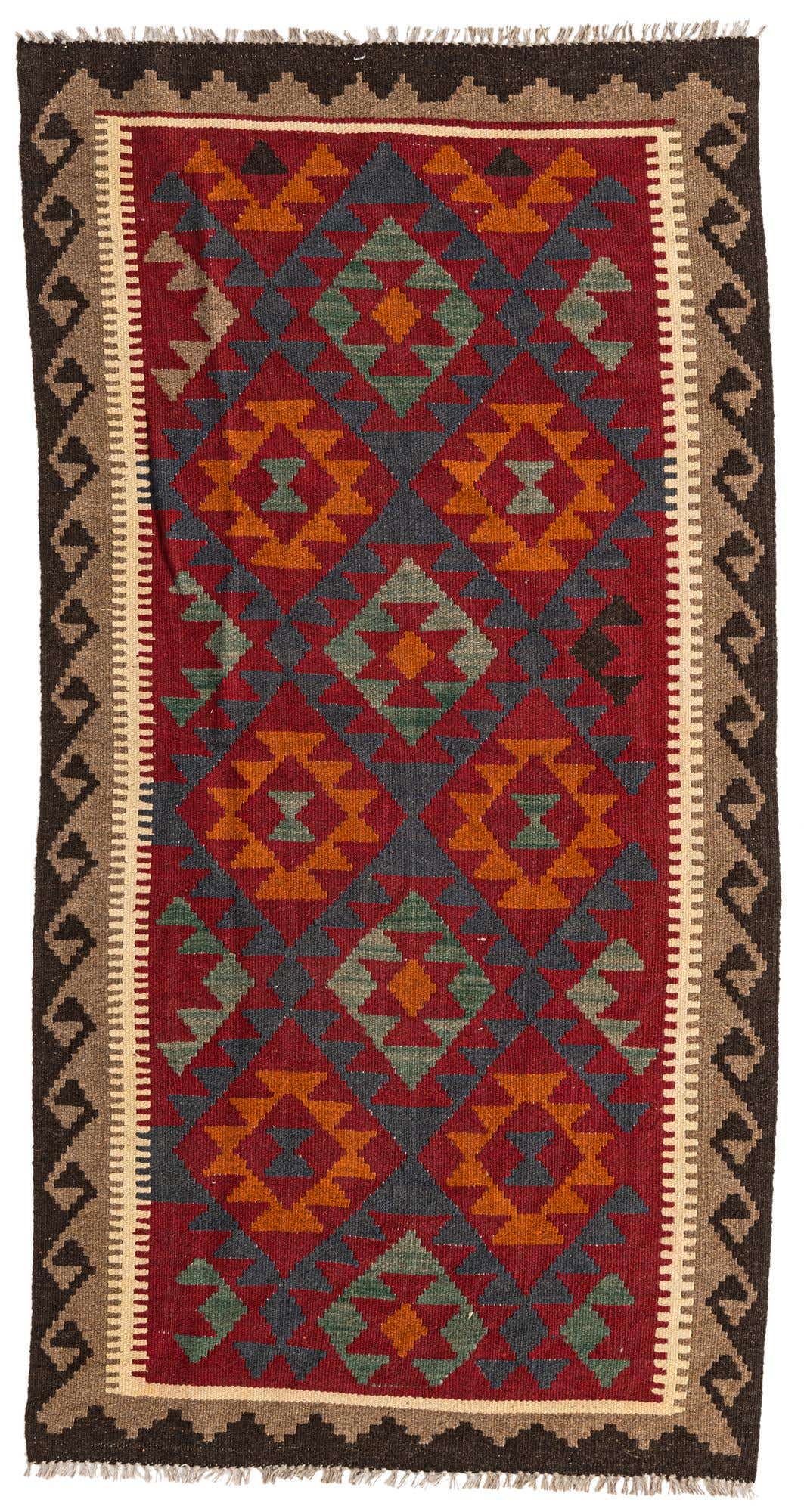 3' 4 x 6' 6 Hand Woven Kilim Maymana Wool Rug