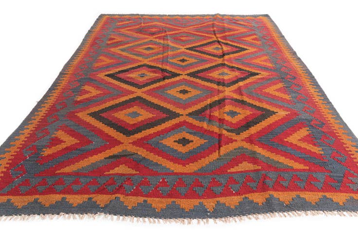 Detail image of 5' 5 x 7' 9 Hand Woven Kilim Maymana Wool Rug