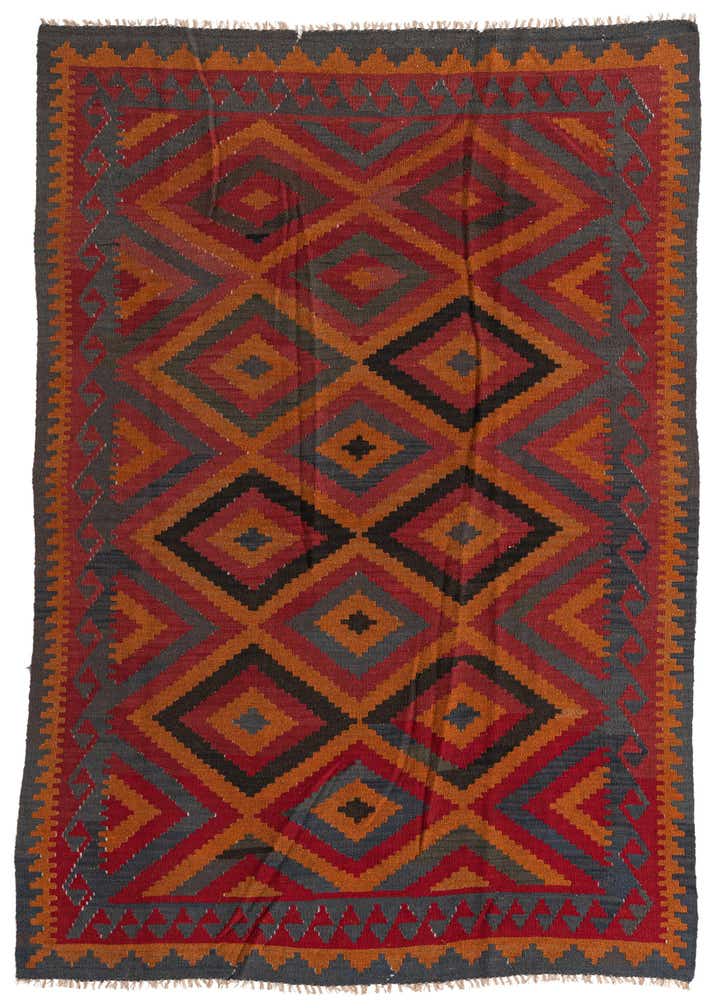 5' 5 x 7' 9 Hand Woven Kilim Maymana Wool Rug