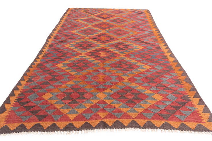 Detail image of 4' 9 x 7' 10 Hand Woven Kilim Maymana Wool Rug