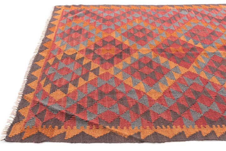 4' 9 x 7' 10 Hand Woven Kilim Maymana Wool Rug