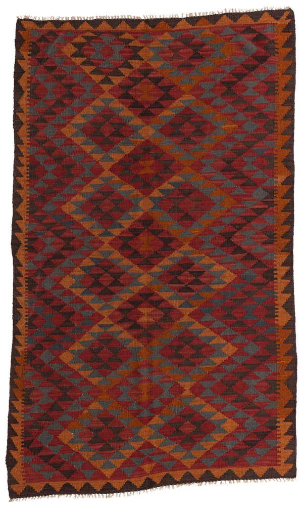4' 9 x 7' 10 Hand Woven Kilim Maymana Wool Rug