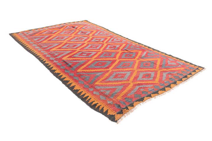 4' 9 x 8' 2 Hand Woven Kilim Maymana Wool Rug