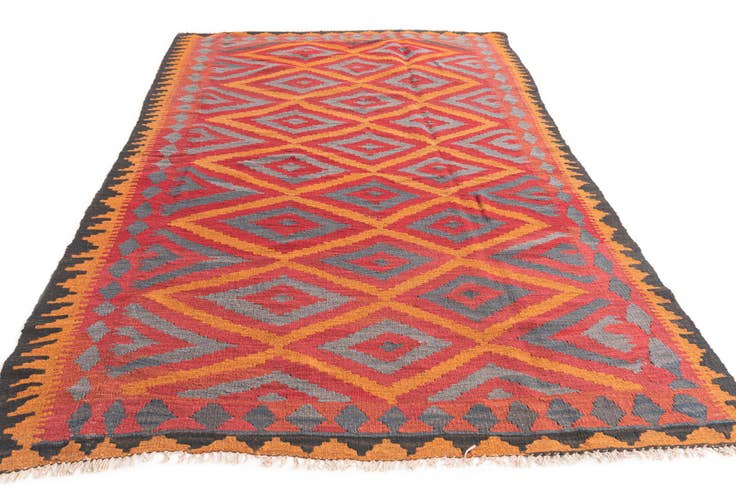 Detail image of 4' 9 x 8' 2 Hand Woven Kilim Maymana Wool Rug