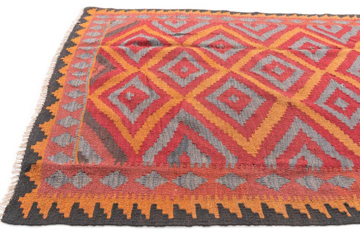 Detail image of 4' 9 x 8' 2 Hand Woven Kilim Maymana Wool Rug