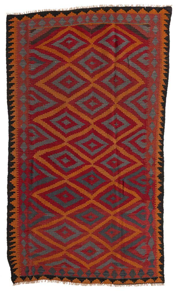 4' 9 x 8' 2 Hand Woven Kilim Maymana Wool Rug