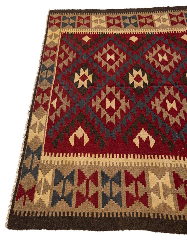Detail image of 5' 2 x 8' Hand Woven Kilim Maymana Wool Rug