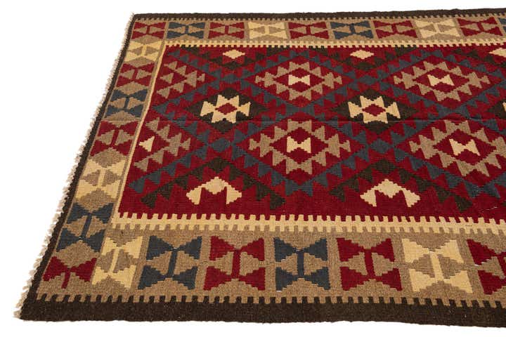 5' 2 x 8' Hand Woven Kilim Maymana Wool Rug