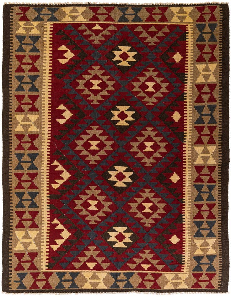 Detail image of 5' 2 x 8' Hand Woven Kilim Maymana Wool Rug