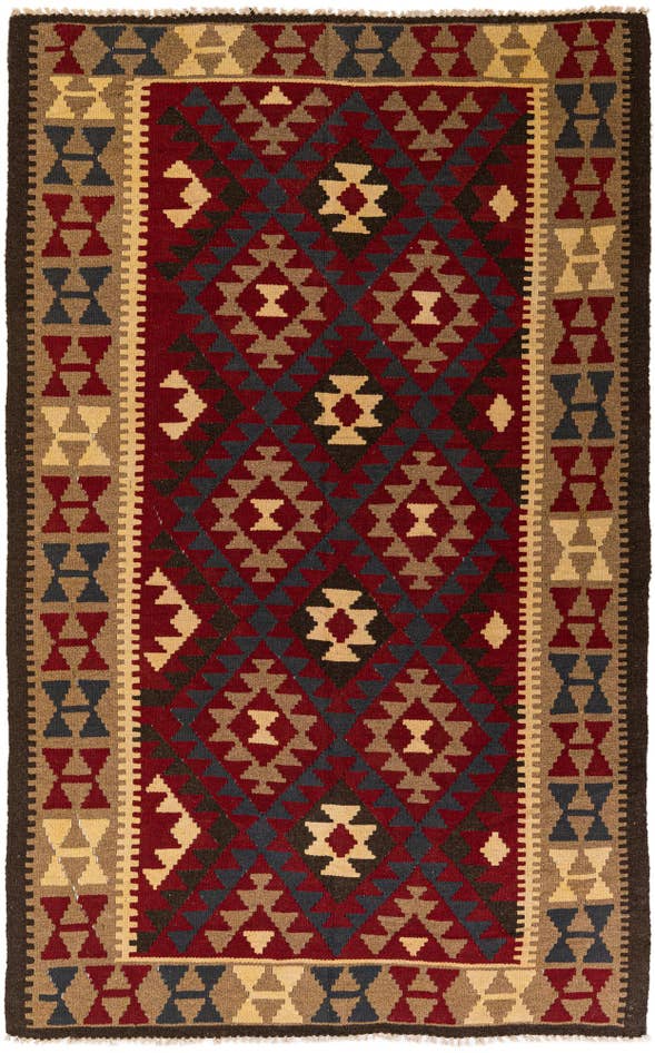 Detail image of 5' 2 x 8' Hand Woven Kilim Maymana Wool Rug