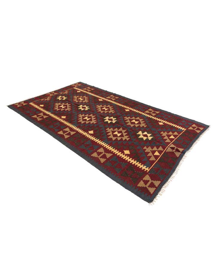 5' 2 x 8' 2 Hand Woven Kilim Maymana Wool Rug