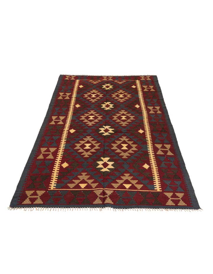 5' 2 x 8' 2 Hand Woven Kilim Maymana Wool Rug