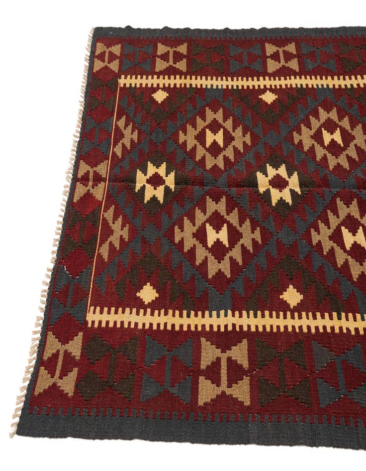 Detail image of 5' 2 x 8' 2  Hand Woven Kilim Maymana Wool Rug