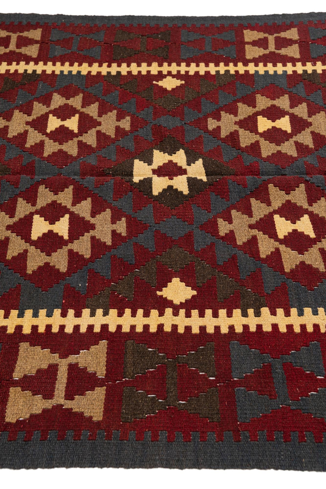 5' 2 x 8' 2 Hand Woven Kilim Maymana Wool Rug
