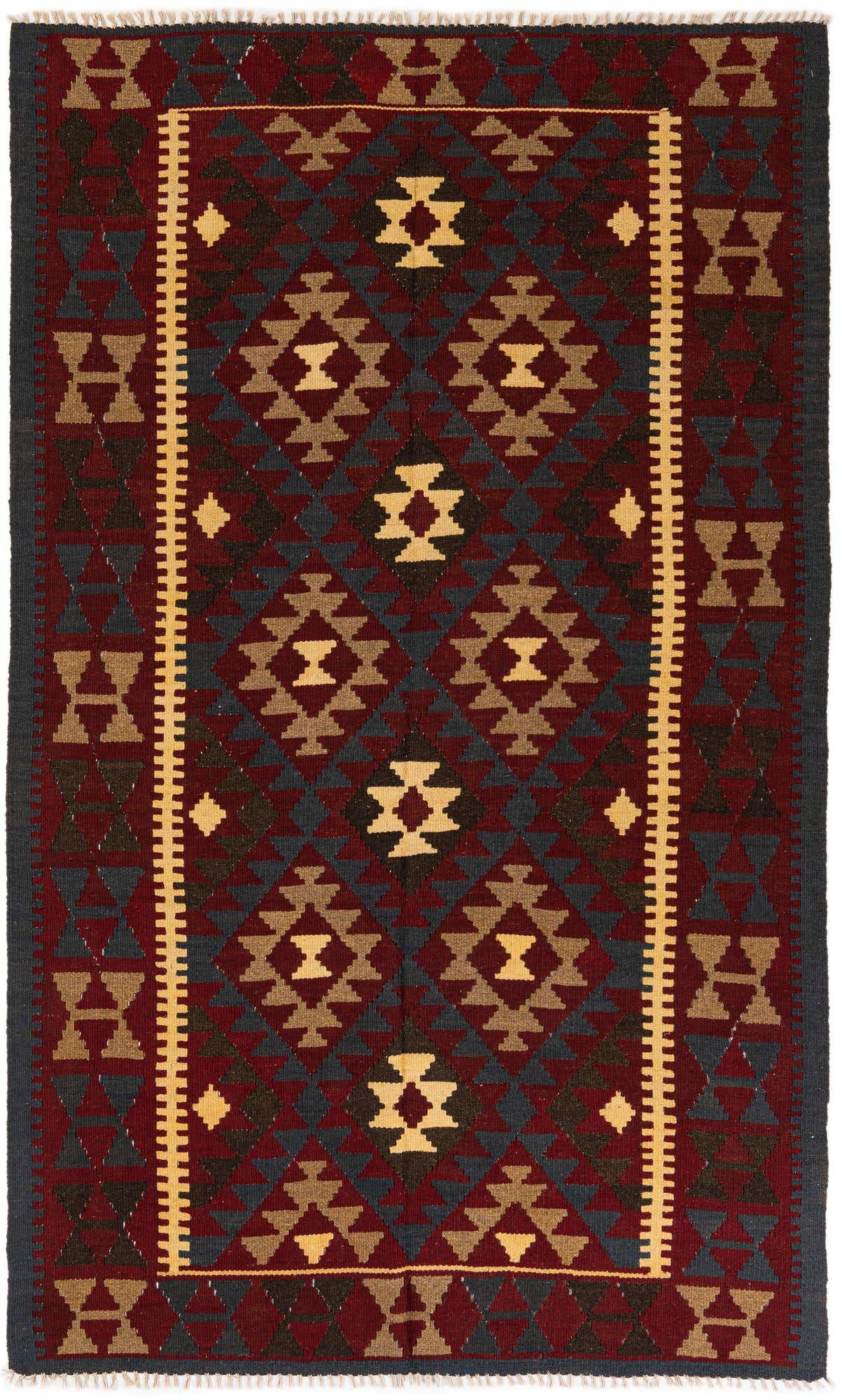 5' 2 x 8' 2 Hand Woven Kilim Maymana Wool Rug