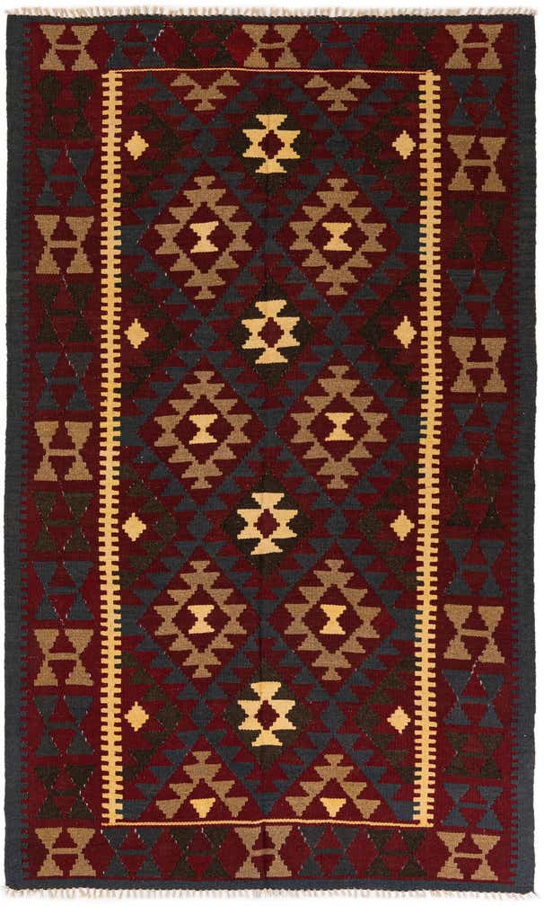 5' 2 x 8' 2 Hand Woven Kilim Maymana Wool Rug