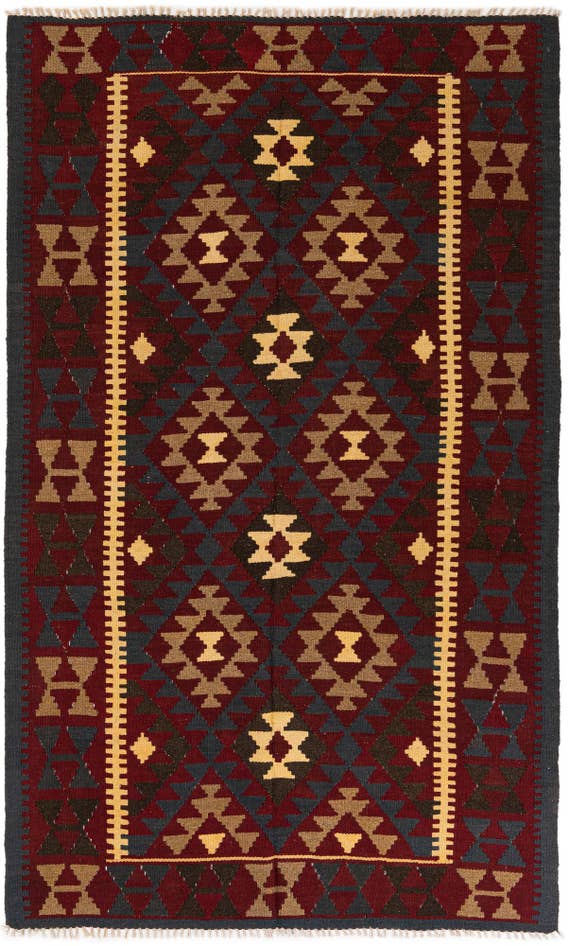 Detail image of 5' 2 x 8' 2 Hand Woven Kilim Maymana Wool Rug