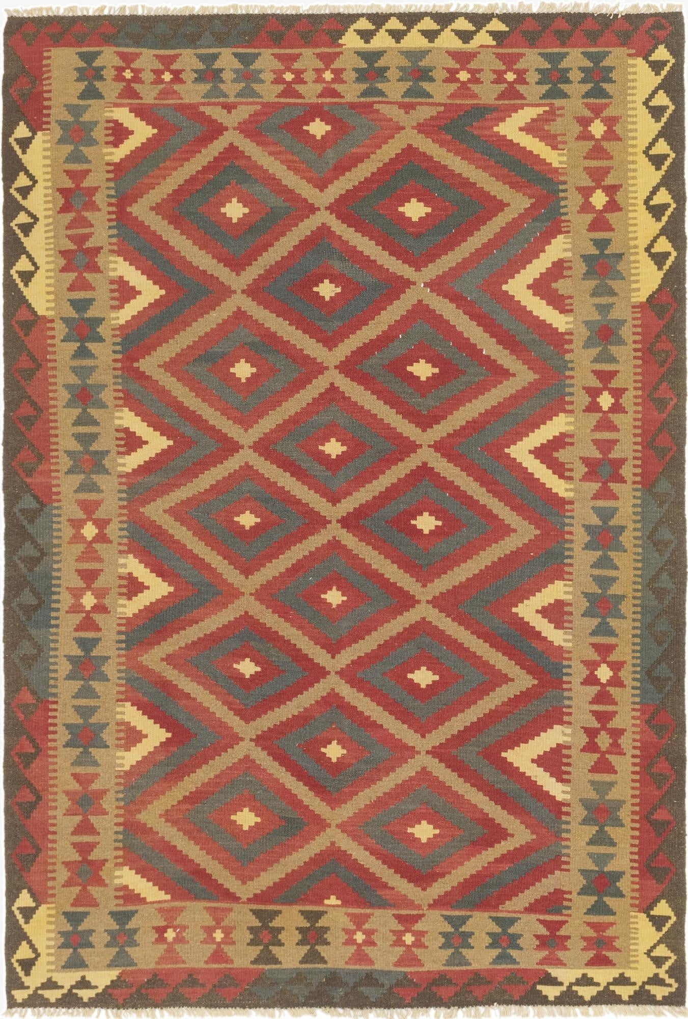 5' 4 x 7' 10  Hand Woven Kilim Maymana Wool Rug