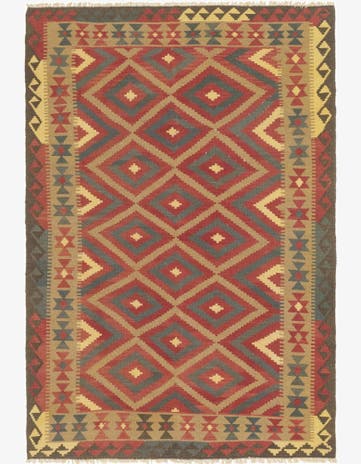 5' 4 x 7' 10 Hand Woven Kilim Maymana Wool Rug