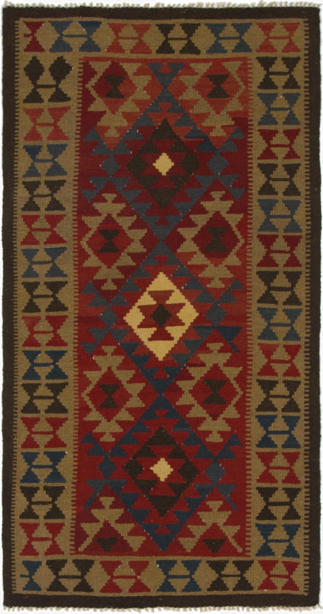 3' 7 x 6' 10  Hand Woven Kilim Maymana Wool Rug