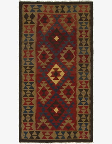 3' 7 x 6' 10 Hand Woven Kilim Maymana Wool Rug