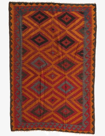 5' 4 x 7' 10 Hand Woven Kilim Maymana Wool Rug