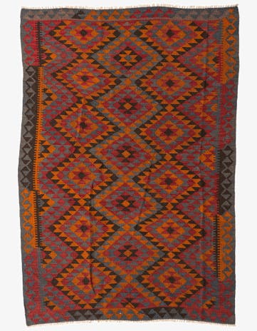 5' 7 x 8' Hand Woven Kilim Maymana Wool Rug