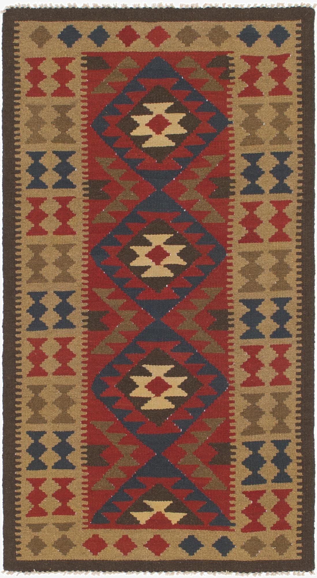 3' 4 x 6' 6  Hand Woven Kilim Maymana Wool Rug