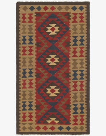 3' 4 x 6' 6 Hand Woven Kilim Maymana Wool Rug