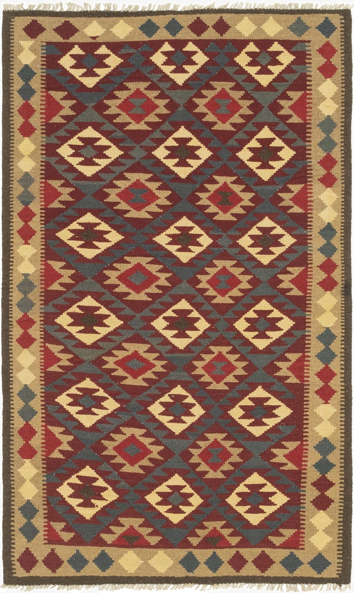 5' x 8' 3  Hand Woven Kilim Maymana Wool Rug