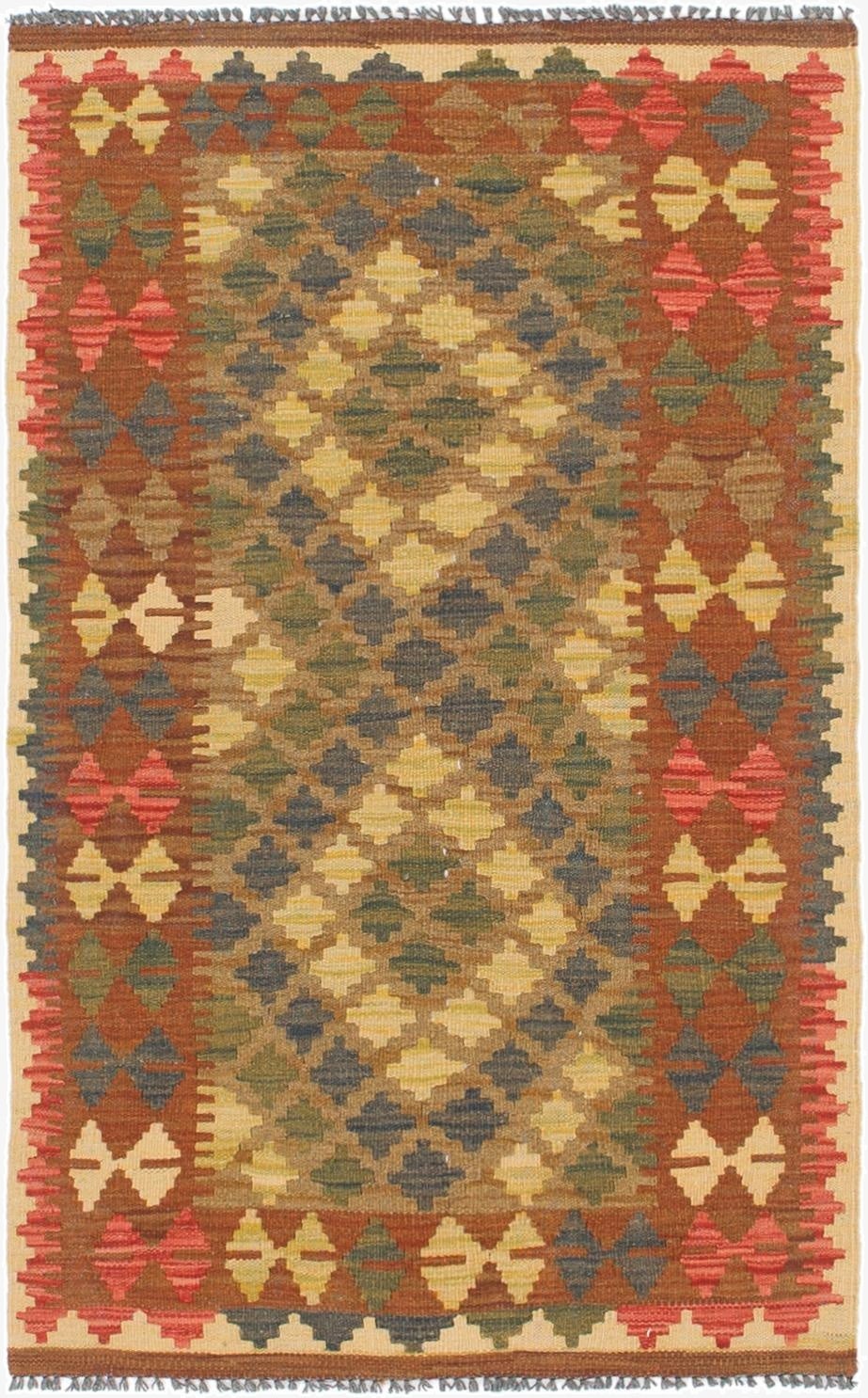 2' 7 x 4' 4  Hand Woven Kilim Maymana Wool Rug