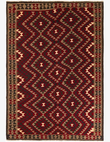 7' x 10' Hand Woven Kilim Maymana Wool Rug