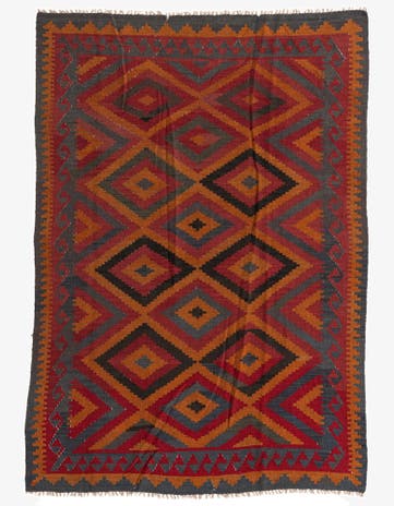 5' 5 x 7' 9 Hand Woven Kilim Maymana Wool Rug