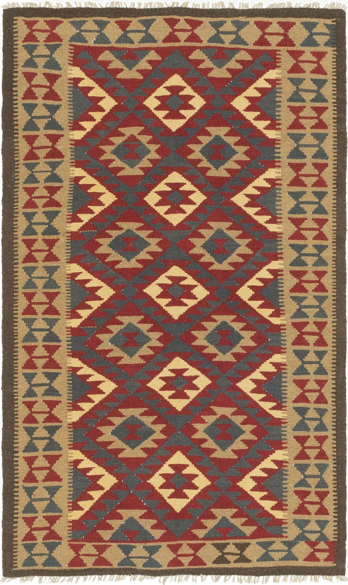 4' 10 x 8' 4  Hand Woven Kilim Maymana Wool Rug