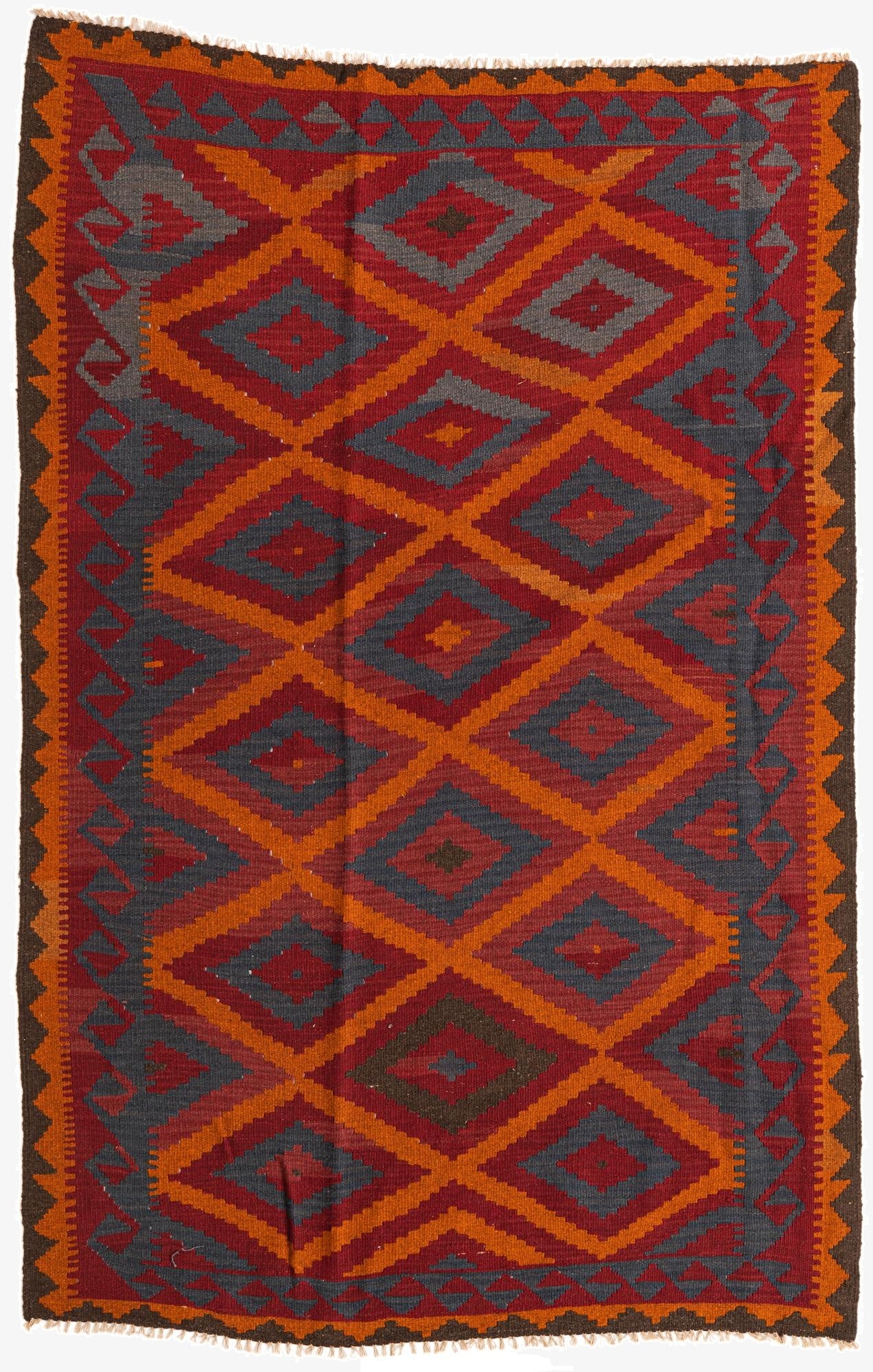 5' 3 x 8'  Hand Woven Kilim Maymana Wool Rug