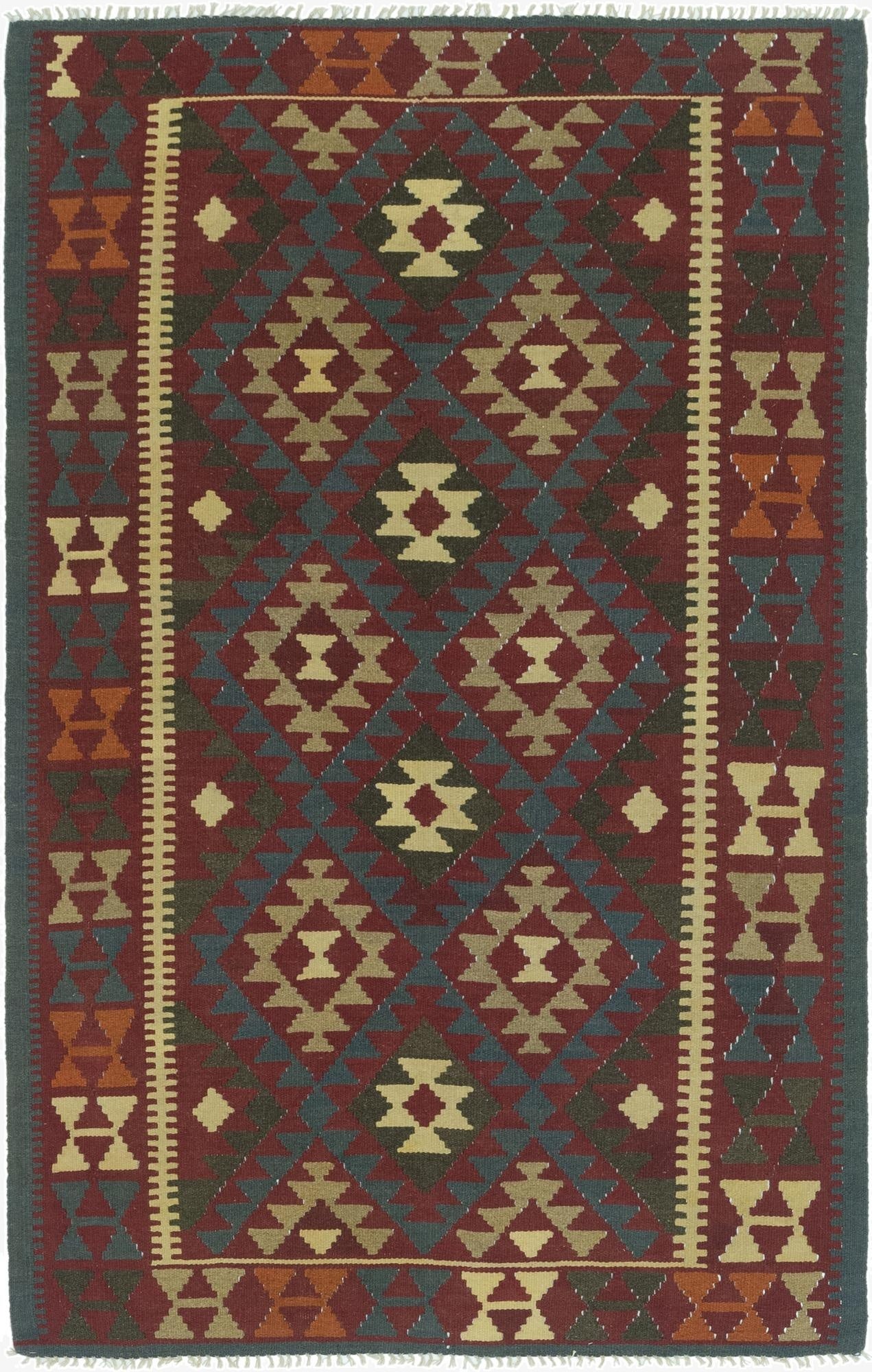 5' 2 x 8' 4  Hand Woven Kilim Maymana Wool Rug
