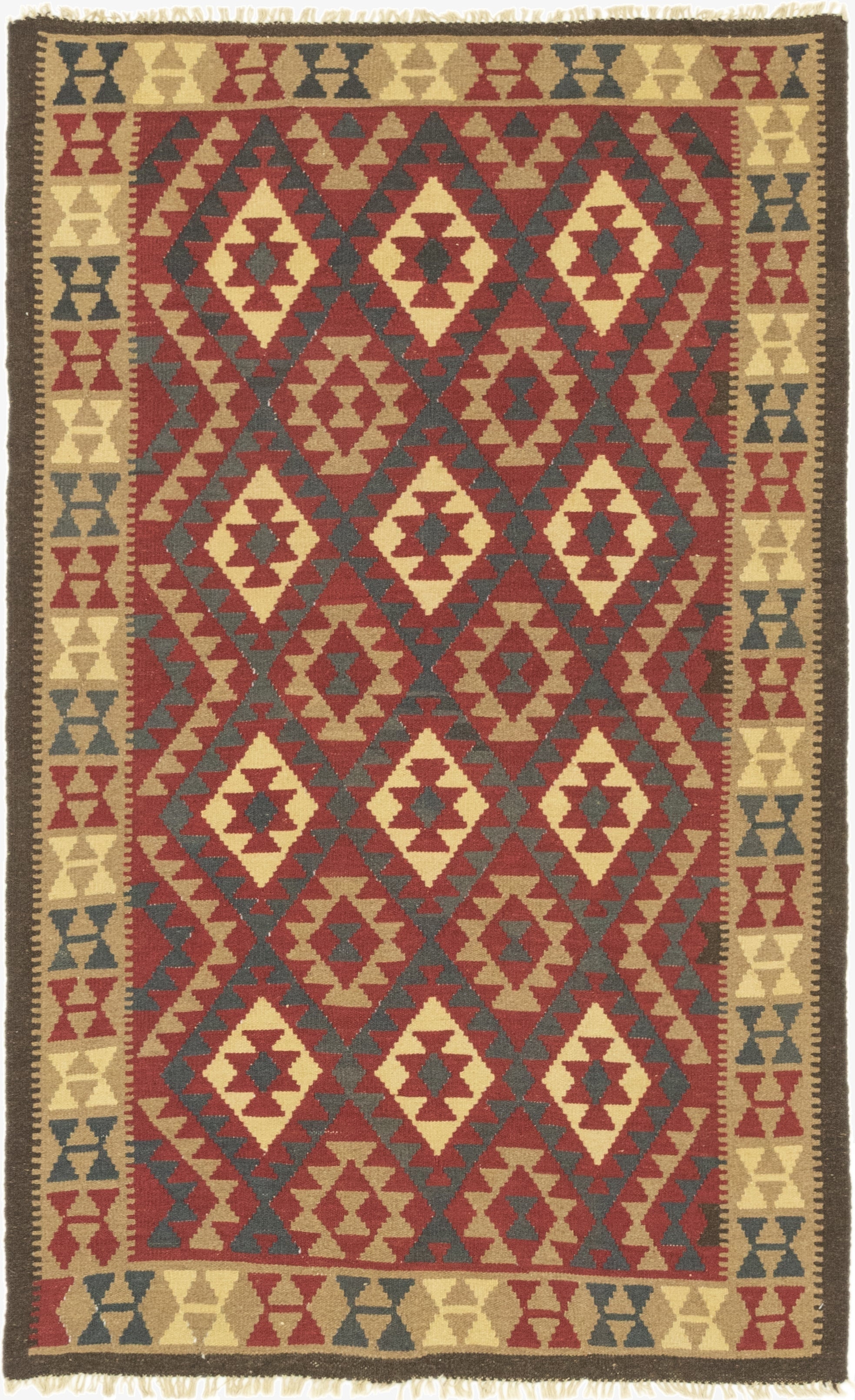 5' 1 x 8'  Hand Woven Kilim Maymana Wool Rug
