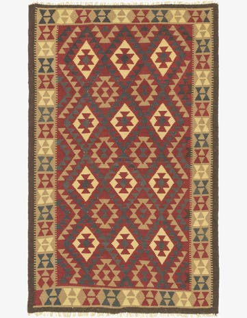 5' 1 x 8' Hand Woven Kilim Maymana Wool Rug