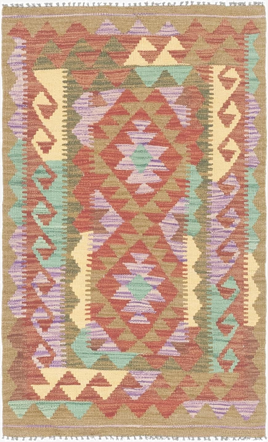 2' 6 x 4' 2  Hand Woven Kilim Maymana Wool Rug