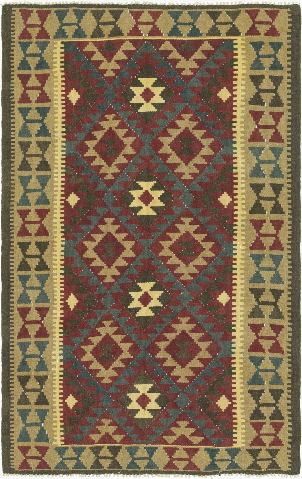 5' 2 x 8' 3  Hand Woven Kilim Maymana Wool Rug