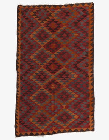 4' 9 x 7' 10 Hand Woven Kilim Maymana Wool Rug