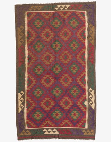 4' 9 x 8' 4 Hand Woven Kilim Maymana Wool Rug