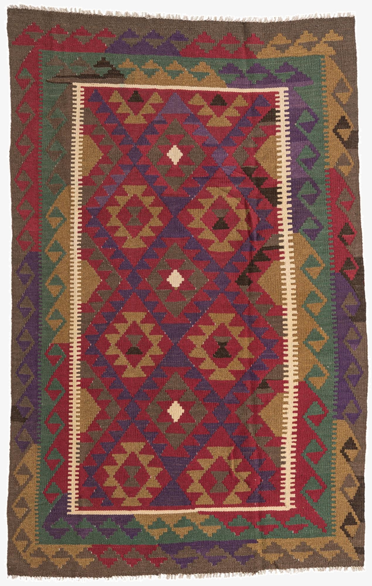 5' 1 x 8'  Hand Woven Kilim Maymana Wool Rug