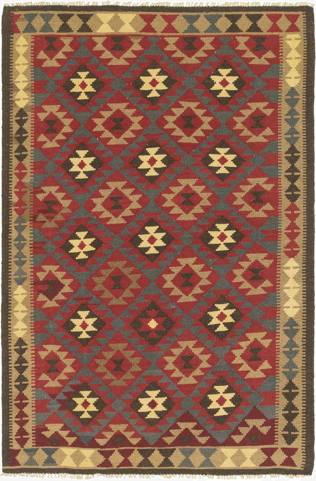 5' 3 x 8'  Hand Woven Kilim Maymana Wool Rug
