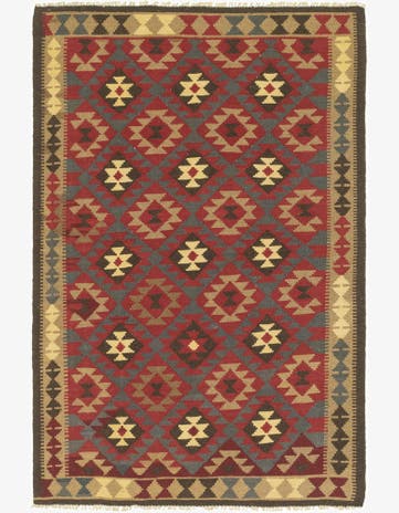 5' 3 x 8' Hand Woven Kilim Maymana Wool Rug