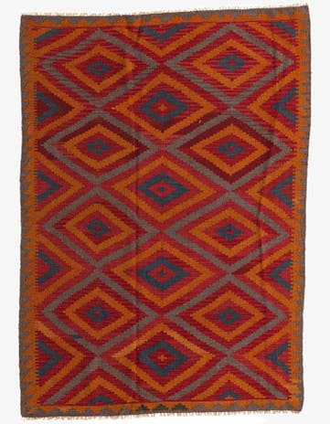 5' 4 x 7' 6 Hand Woven Kilim Maymana Wool Rug