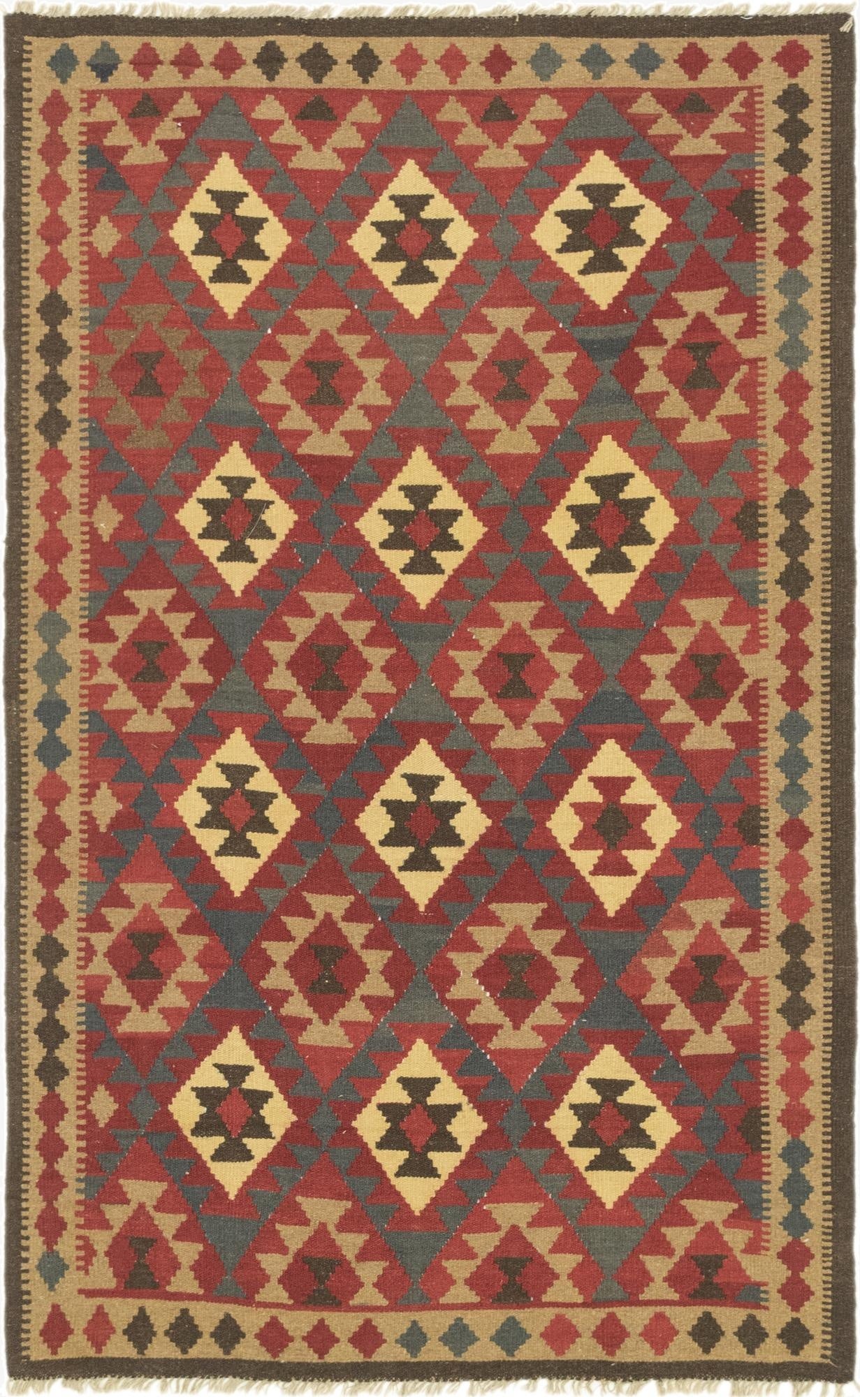 5' 2 x 8' 4  Hand Woven Kilim Maymana Wool Rug