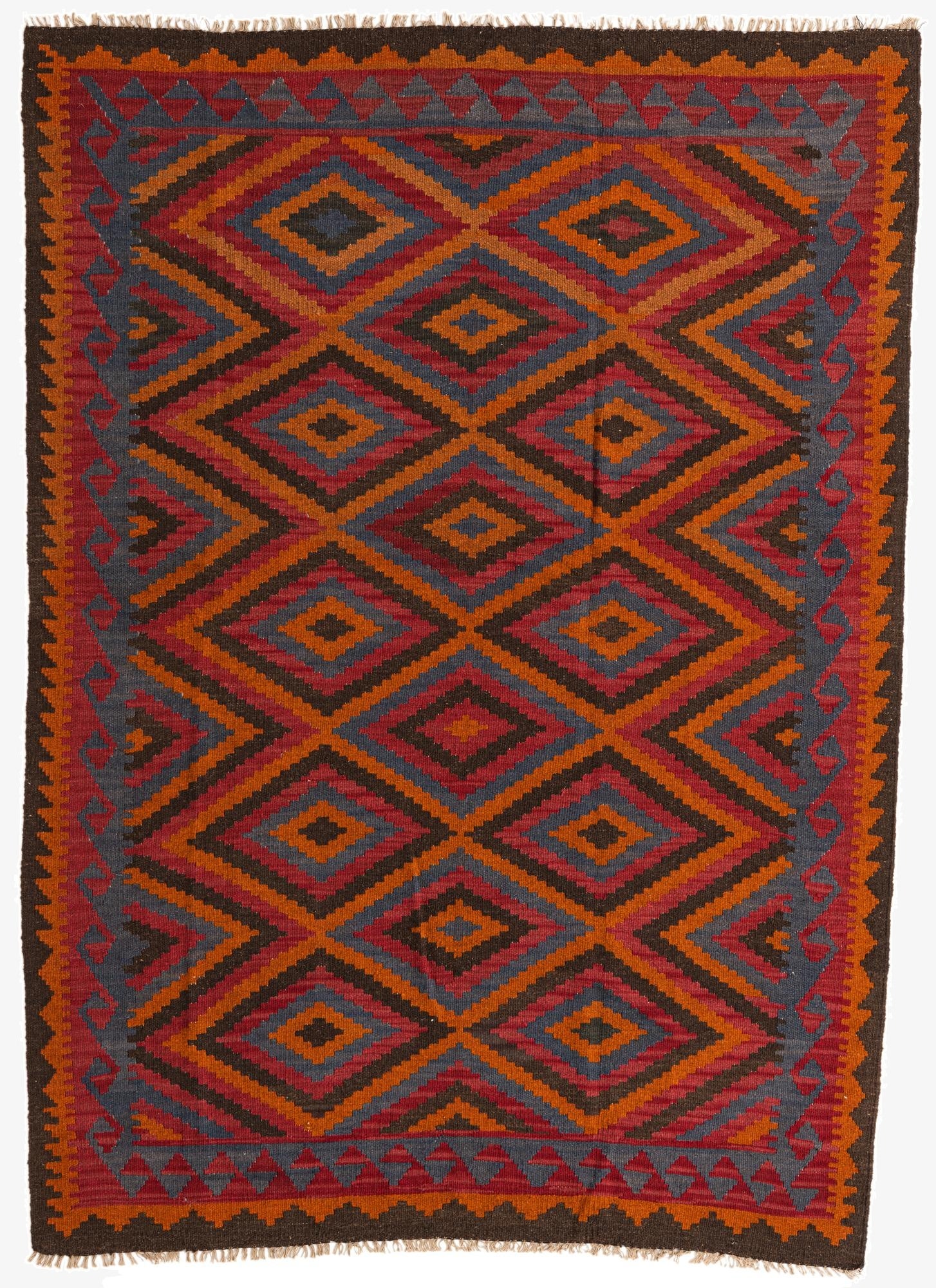 5' 7 x 7' 10  Hand Woven Kilim Maymana Wool Rug