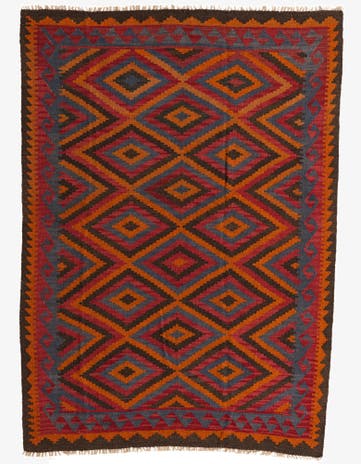 5' 7 x 7' 10 Hand Woven Kilim Maymana Wool Rug