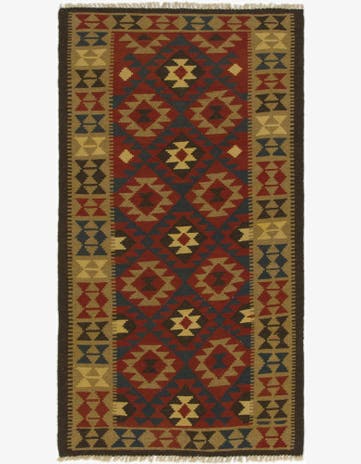 3' 5 x 6' 2 Hand Woven Kilim Maymana Wool Rug
